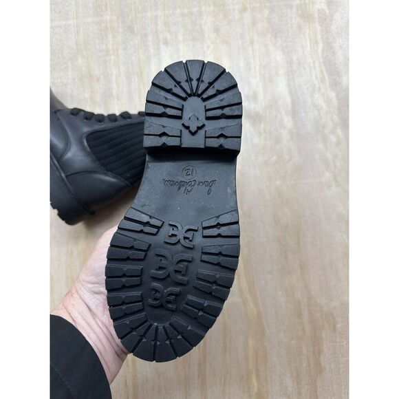 Girls Combat Boots Sam Edelman Sz 12 Black Leather Chunky Heel Lace Up Comfort - Picture 3 of 7